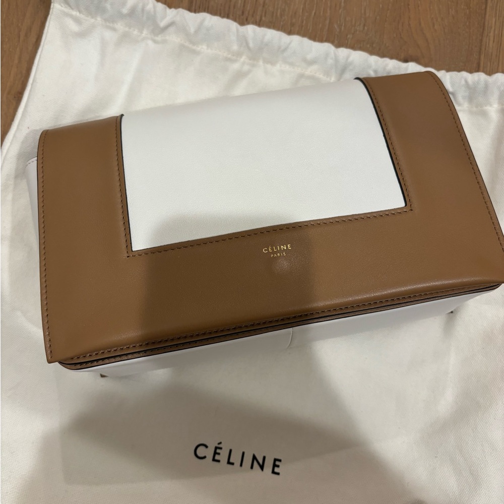 Authentic Celine Frame bag - white and tan